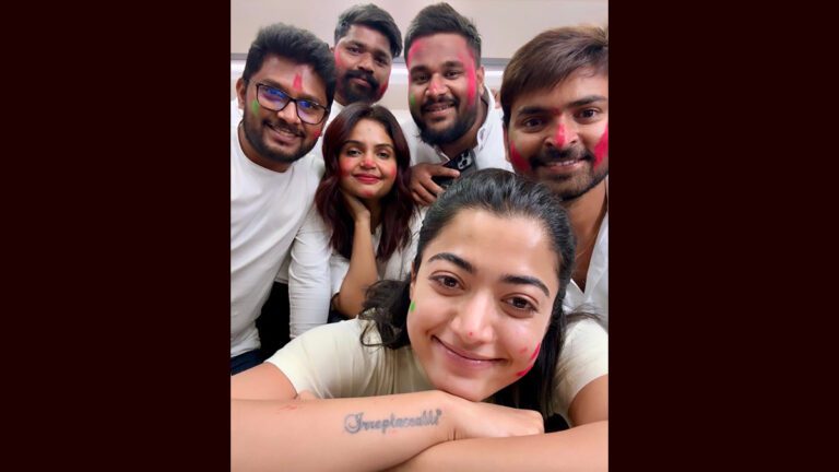 Rashmika Mandanna Celebrates Holi With Her Team On Sets