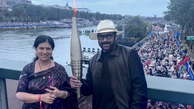 Chiranjeevi Holds Olympic Torch Replica as Summer Olympics 2024 Begins in Paris