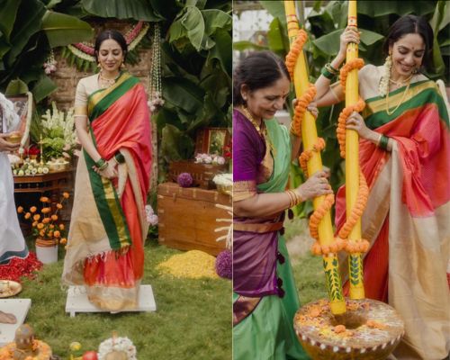  Naga Chaitanya-Sobhita Dhulipala Wedding prep Begins with Pasupu Danchatam