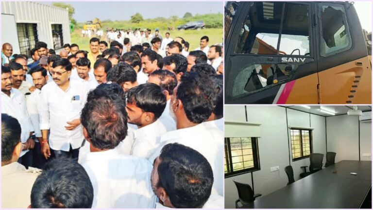 BJP MLA Adinarayana Reddy Followers Attack on Adani Camp Office