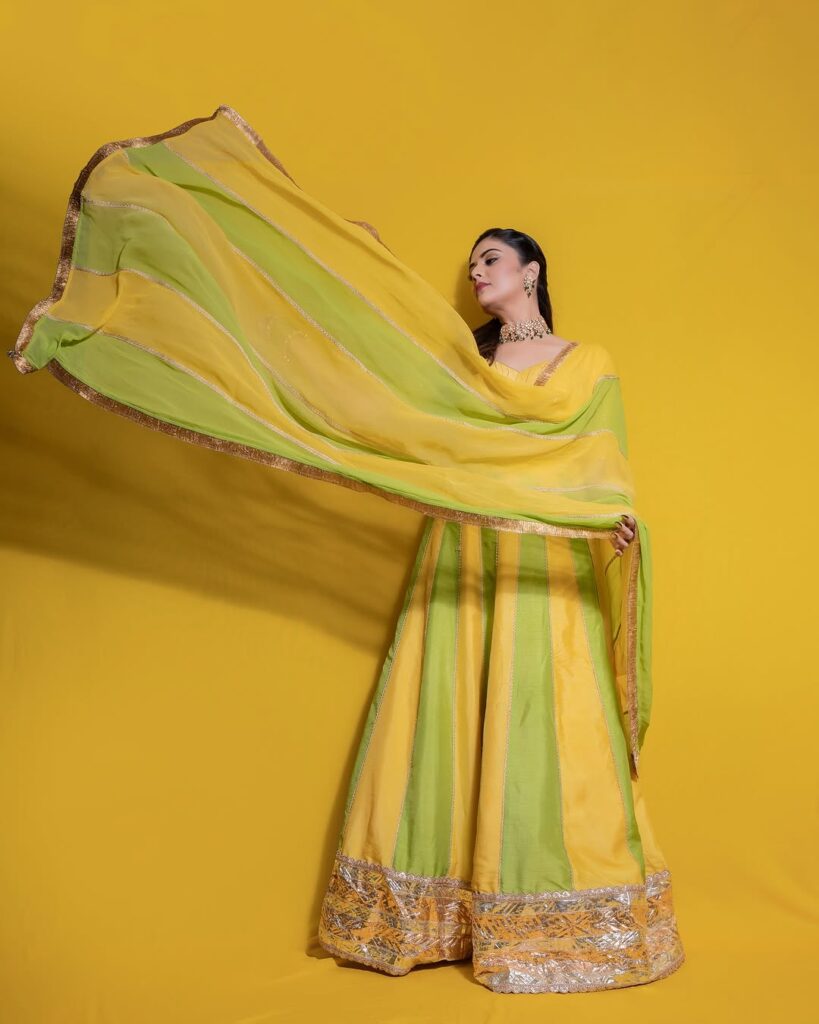 Sreemukhi in a stunning yellow dress