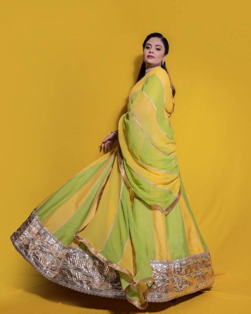 Sreemukhi in a stunning yellow dress