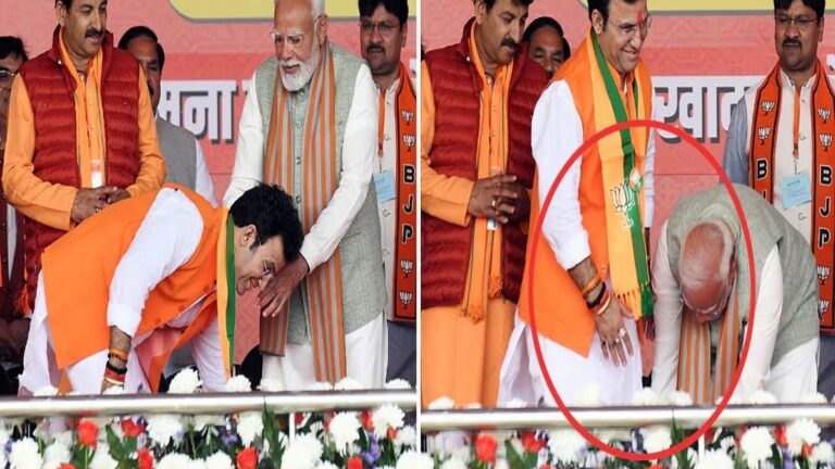 PM Narendra Modi Bows at BJP Candidate’s Feet, Video Goes Viral