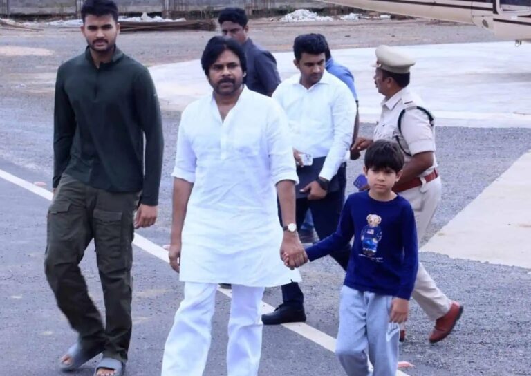 Pawan Kalyan Visits Mangalagiri with Sons