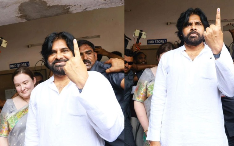 Pawan Kalyan And His Wife Anna Lezhneva Exercise Voting Rights In Mangalagiri