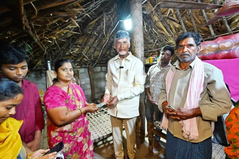 CM Chandrababu Distributes pensions At Penumaka