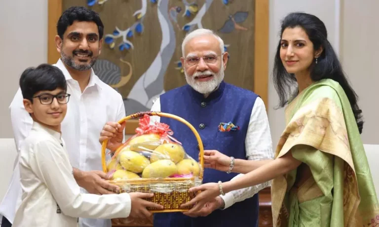Minister Nara Lokesh seeks PM Modi Blessings, support In Swarnandhra- 2047