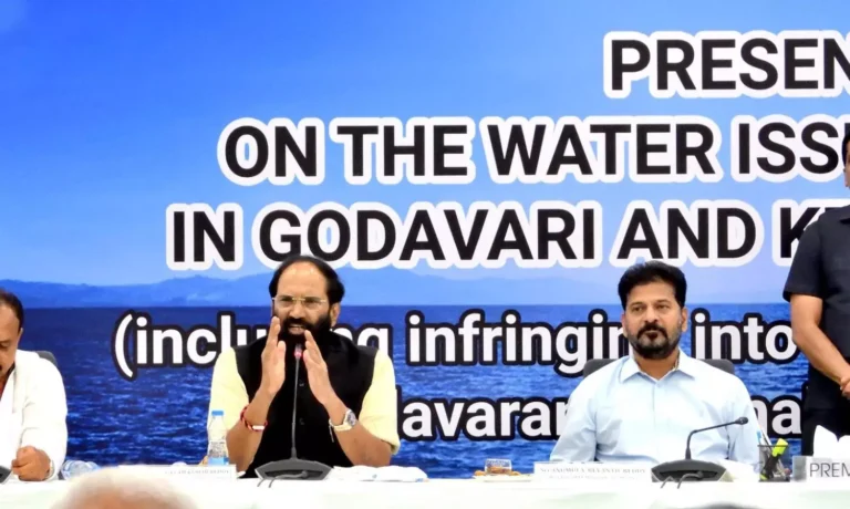 Revanth Reddy slams KCR, Harish Rao signatures on water sharing Become A Death sentence For Telangana