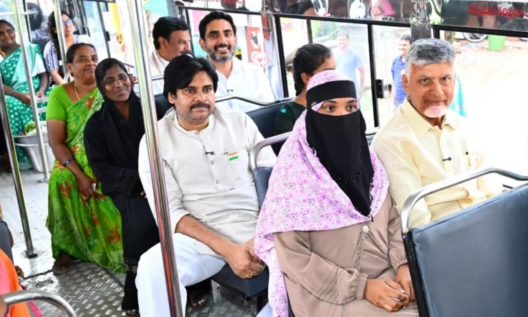 Chandrababu, Pawan Kalyan Travelled In RTC Bus Launching `Stree Shakti’ scheme