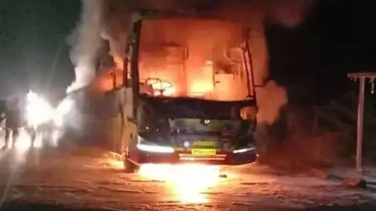 In A Horrific Bus Accident At Least 11 passengers Died Near Kurnool